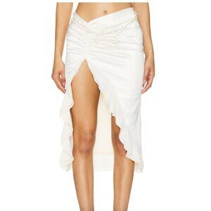 LOBA Lia Ivory Satin Midi Skirt NWOT - Size XL